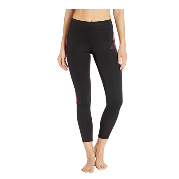 Adidas Run Three Stripes Long Tights Black/Real Magenta Size S - Picture 1 of 3